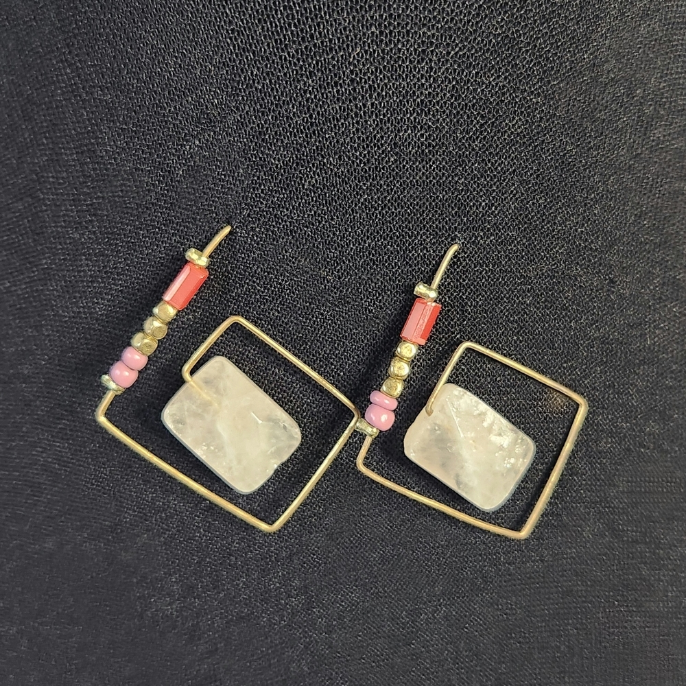 Cloie Acrylic Bead Metal Earring Set